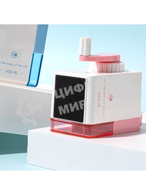 Точилка для карандашей механическая Deli EH515-PK, 1 отверстие, пластик, розовый/белый, пластиковый бокс