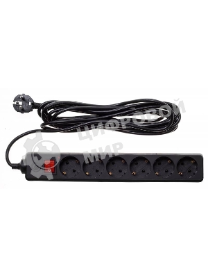 Сетевой фильтр Buro 600SH-16-5-B 5 м, 6 розеток, черный, коробка