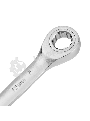 Ключ комбинированный трещоточный Denzel 12 мм, CrV, матовый хром