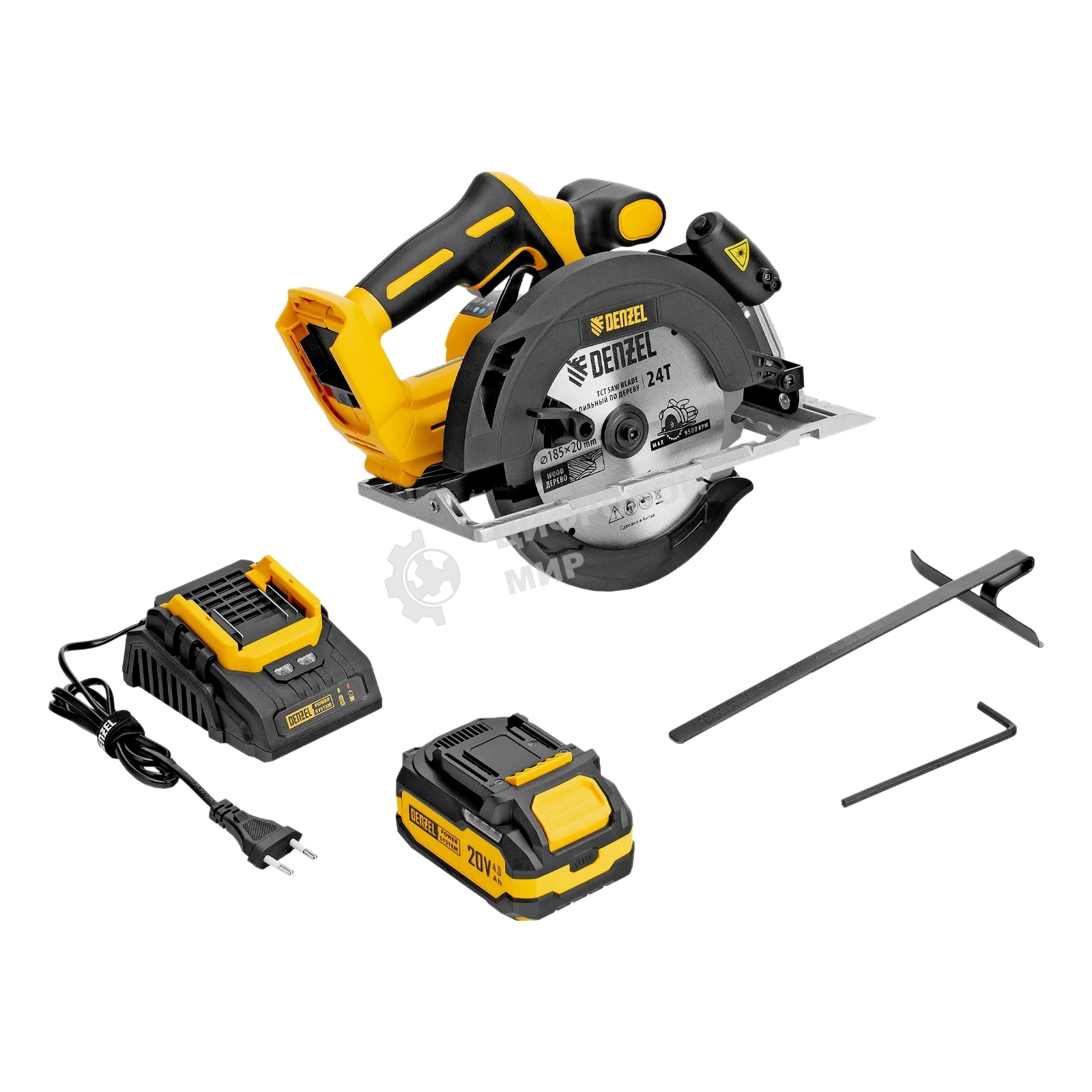Пила циркулярная аккумуляторная бесщет. Denzel CCSH-BL-20-185, 185 мм, Li-Ion, 20 В