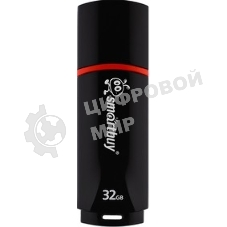 Флешка USB Smartbuy Crown black (SB32GbCRW-K), 32Gb, USB 2.0, R/W 15/5, черный/красный
