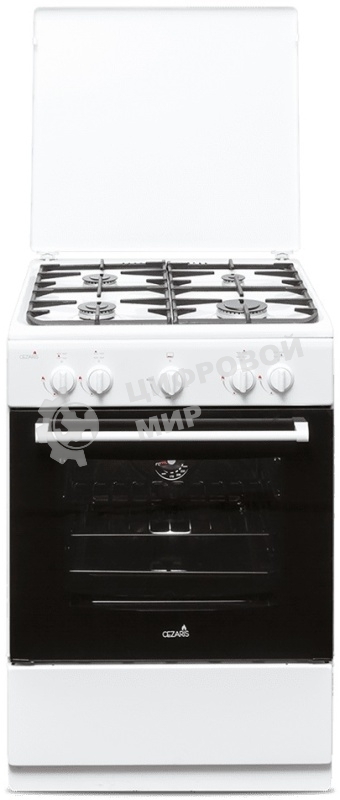 Плита газовая Cezaris ПГ 3200-03 белый, конфорок 4 шт, духовка 59 л, 60 см x 85 см x 60 см