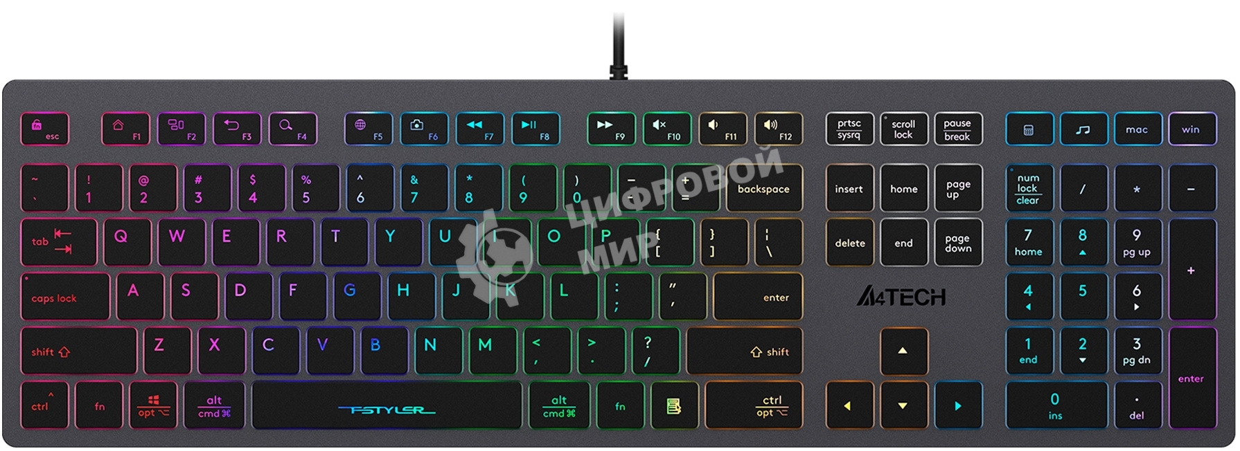 Клавиатура проводная A4Tech Fstyler FX60H серый