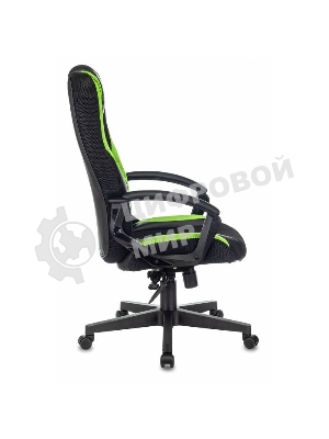 Кресло Бюрократ Zombie 9 черный/салатовый, экокожа, 120 кг, механизм качания
