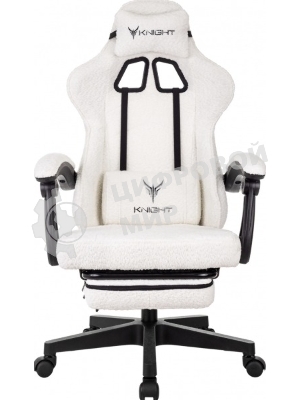 Кресло Knight Lord/F Camby 01 молочный, ткань, подголовник, подставка для ног