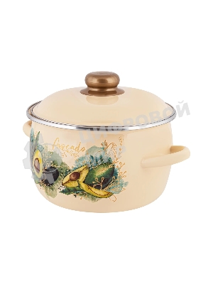 Кастрюля Appetite 1MC161P Avocado с крышкой, сферическая эмалированная 2 л