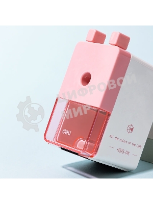 Точилка для карандашей механическая Deli EH515-PK, 1 отверстие, пластик, розовый/белый, пластиковый бокс