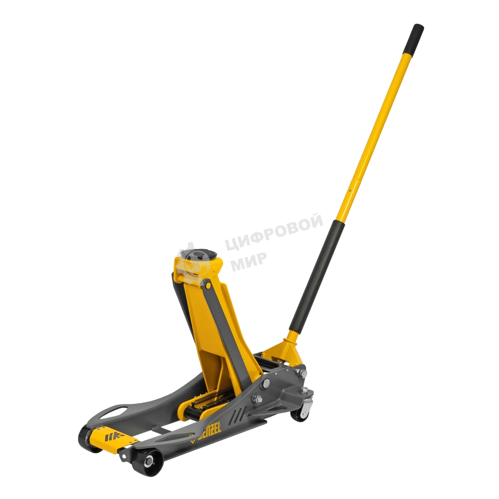 Домкрат гидравлический подкатной Denzel 3,8 т, 110-580 мм, быстрый подъем, низкий подхват, проф.