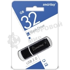 Флешка USB Smartbuy Crown black (SB32GbCRW-K), 32Gb, USB 2.0, R/W 15/5, черный/красный