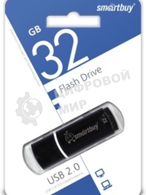 Флешка USB Smartbuy Crown black (SB32GbCRW-K), 32Gb, USB 2.0, R/W 15/5, черный/красный