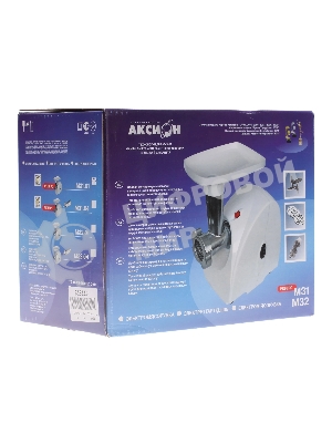 Мясорубка электрическая Аксион М31.01 белый, 1500 Вт, 1.7 кг/мин, реверс, защита от перегрузки, насадки - 4