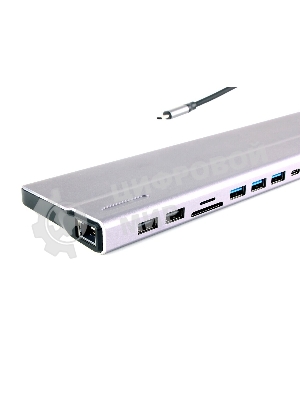 Адаптер VCOM TypeC -->3*USB3.0+2*USB2.0+VGA+RJ45+SD+TF+AUD+HDMI+DP+2*USB3.1 Data+PD