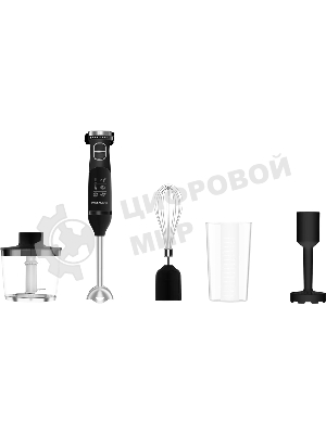 Блендер погружной Willmark WHB-1155BS(soft touch,стак.600мл.,венчик, нас.пюре,измельч, черный 1000W)