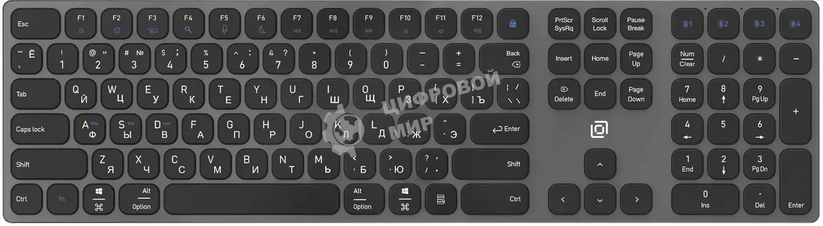 Клавиатура Oklick K867W беспроводная, Bluetooth, радиоканал, серый