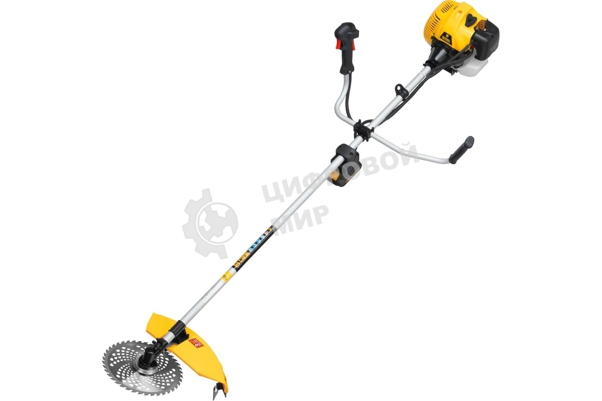 Триммер бензиновый Denzel DT-52E, 52 см3, неразъемная штанга, электростартер, состоит из 2 частей