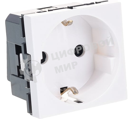 Механизм розетки 1-м СП Mosaic New 2мод. с заземл. бел. Leg 077210