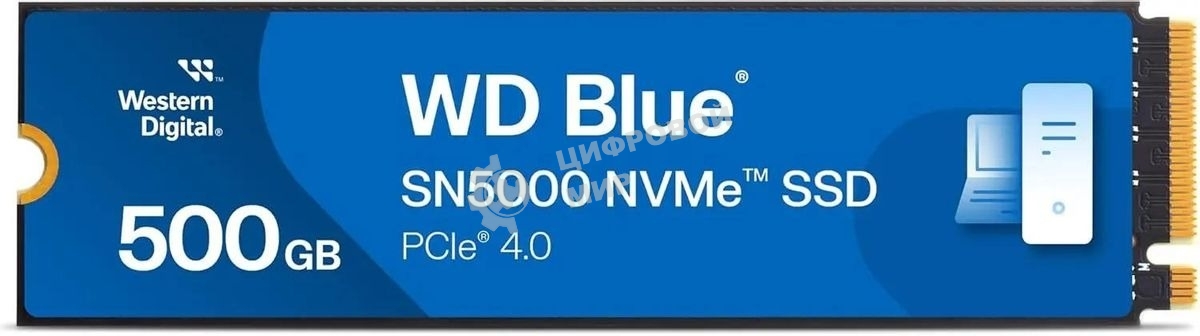 Накопитель SSD WD Blue SN5000, 500Gb, PCIe 4.0 x4, M.2 2280, NVMe, R/W 5000/4000