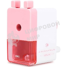 Точилка для карандашей механическая Deli EH515-PK, 1 отверстие, пластик, розовый/белый, пластиковый бокс