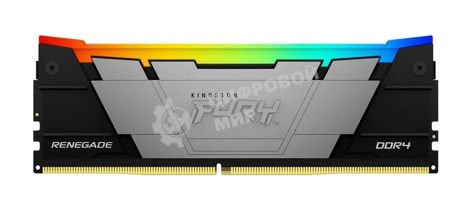 Оперативная память Kingston Fury Renegade, DDR4, 32GB (1x32GB), 3200MHz, CL16, DIMM, с радиатором, RGB, серебристый/черный