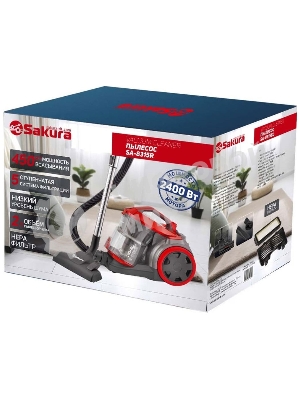 Пылесос Sakura SA-8315R красный,2400 Вт,пылесборник контейнер, 2 л