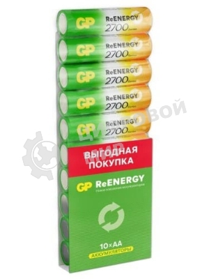 Аккумулятор GP 270AAHCRGY-CRB10 AA NiMH 2700mAh (10шт) спайка