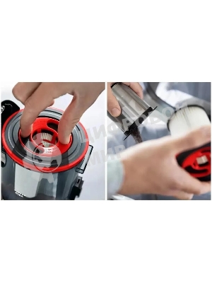 Пылесос вертикальный Bosch BCS711PET черный/красный, питание от аккумулятора, 18 Вт, уборка сухая, пылесборник контейнер 0.3 л