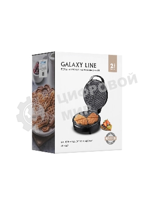 Вафельница Galaxy Line GL 2987, черный с серебристым, с несъемными пластинами, 1200 Вт