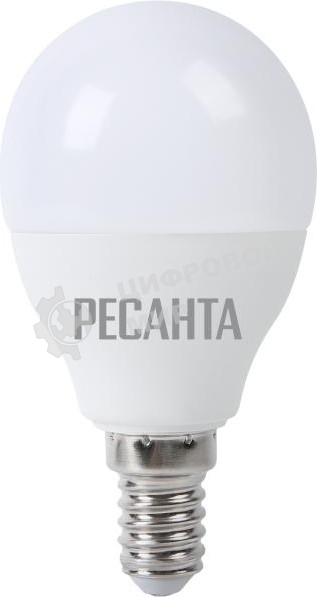 Лампа светодиодная Ресанта LL-R-G45-7W-230-3K-E14 шар, 7 Вт, тепл., Е14