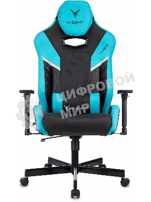 Кресло Knight Thunder 5X черный/голубой, экокожа, 120 кг, механизм качания