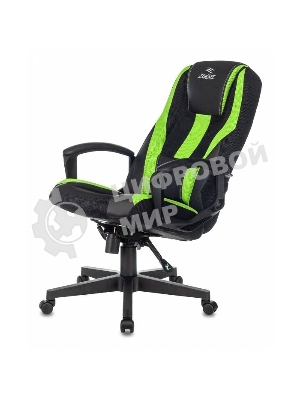 Кресло Бюрократ Zombie 9 черный/салатовый, экокожа, 120 кг, механизм качания