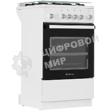 Плита газовая De Luxe 5040.30г (кр) ЧР белый/черный, конфорок 4 шт, духовка 43 л, 50 см x 85 см x 50 см