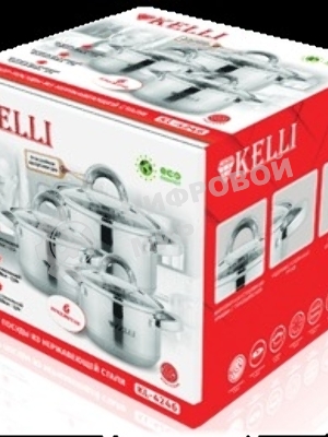 Набор посуды из нержавеющей стали со стеклянными крышками Kelli KL-4246 6 пред. 16 см -2,1; 18- см-2,9; 20 см-3,9 литра. 7-ми слойное капсульное дно. Индукция