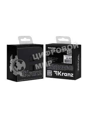 Розетка Kranz ROUND компьютерная двойная RJ45+RJ45 кат6 с/у оникс