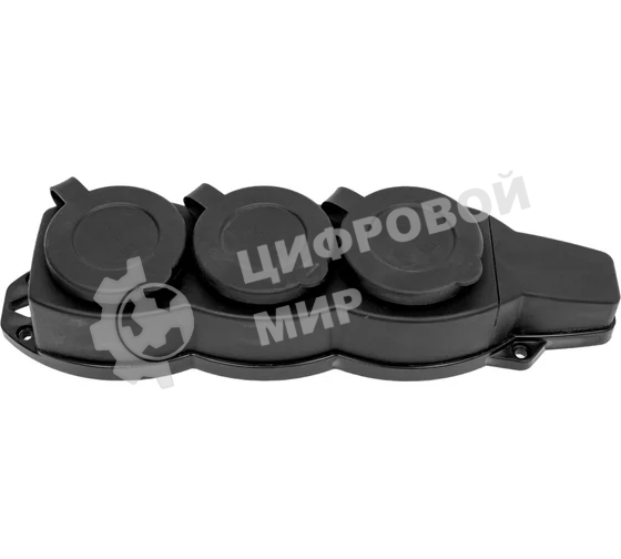 Розетка трехместная с защит. крышками каучуковая 230В 2P+PE 16A IP44 EKF PROxima