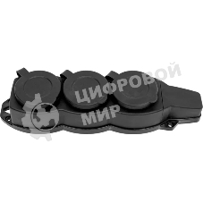 Розетка трехместная с защит. крышками каучуковая 230В 2P+PE 16A IP44 EKF PROxima