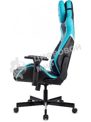 Кресло Knight Thunder 5X черный/голубой, экокожа, 120 кг, механизм качания