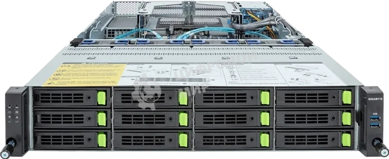 Серверная платформа Gigabyte R283-S96/2U/2xIntel (Gen 4/5)/2xHS/32xDIMM/12xLFF NVME/SAS/SATA + 2xSFF SAS/SATA/2xGbE/2xOCP 3.0/4xFHHL/2x2000W/Rails
