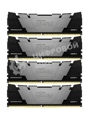 Оперативная память Kingston Fury Renegade, DDR4, 64GB (4x16GB), 3200MHz, CL16, DIMM, радиатор, черный