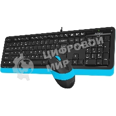 Комплект клавиатура+мышь A4Tech FStyler F1010 проводной, USB, 1600 DPI, чёрный/синий
