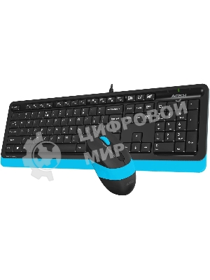 Комплект клавиатура+мышь A4Tech FStyler F1010 проводной, USB, 1600 DPI, чёрный/синий