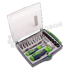 Набор отверток Сибртех отвертки реверсиные с набором бит торцевых головок 61 предметов crv