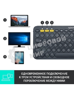 Клавиатура беспроводная Logitech K380 (920-007590) темно-серый (неоригинальная гравировка)