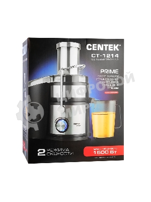 Соковыжималка Centek CT-1214 стальной/чёрный, центробежная, 1500 Вт, 1100 мл, механическое