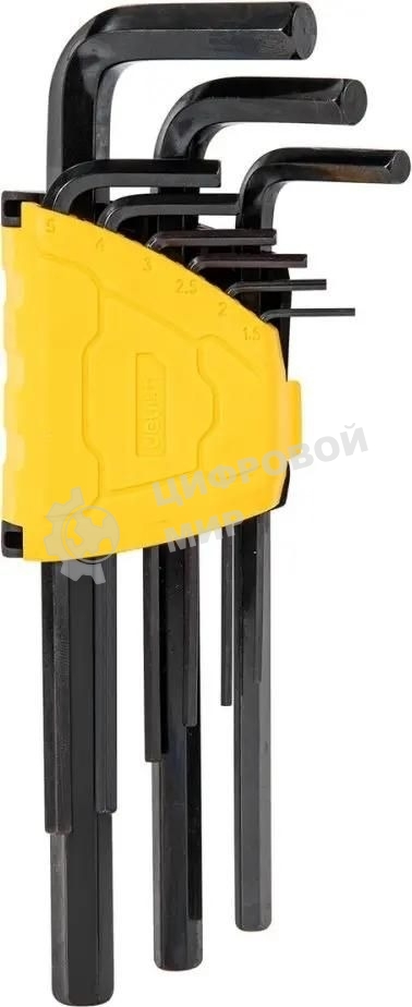 Набор шестигранных ключей Deli DL231209H Материал: CR-V. Спецификация: 1,5,2,2,5,3,4,5,6,8,10мм.