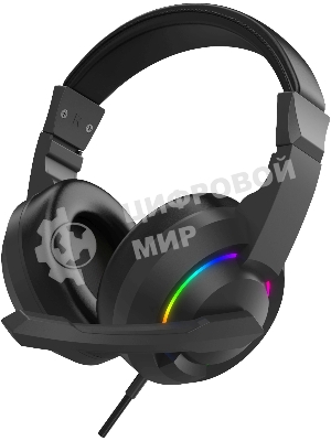 Гарнитура Oklick HS-L315G чёрный, проводная, 3.5 мм, подсветка