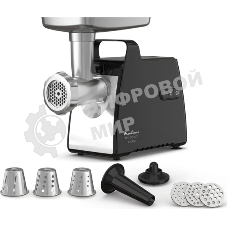 Мясорубка электрическая Moulinex ME558810 черный, 2200 Вт, 3.9 кг/мин, реверс, насадки - 8