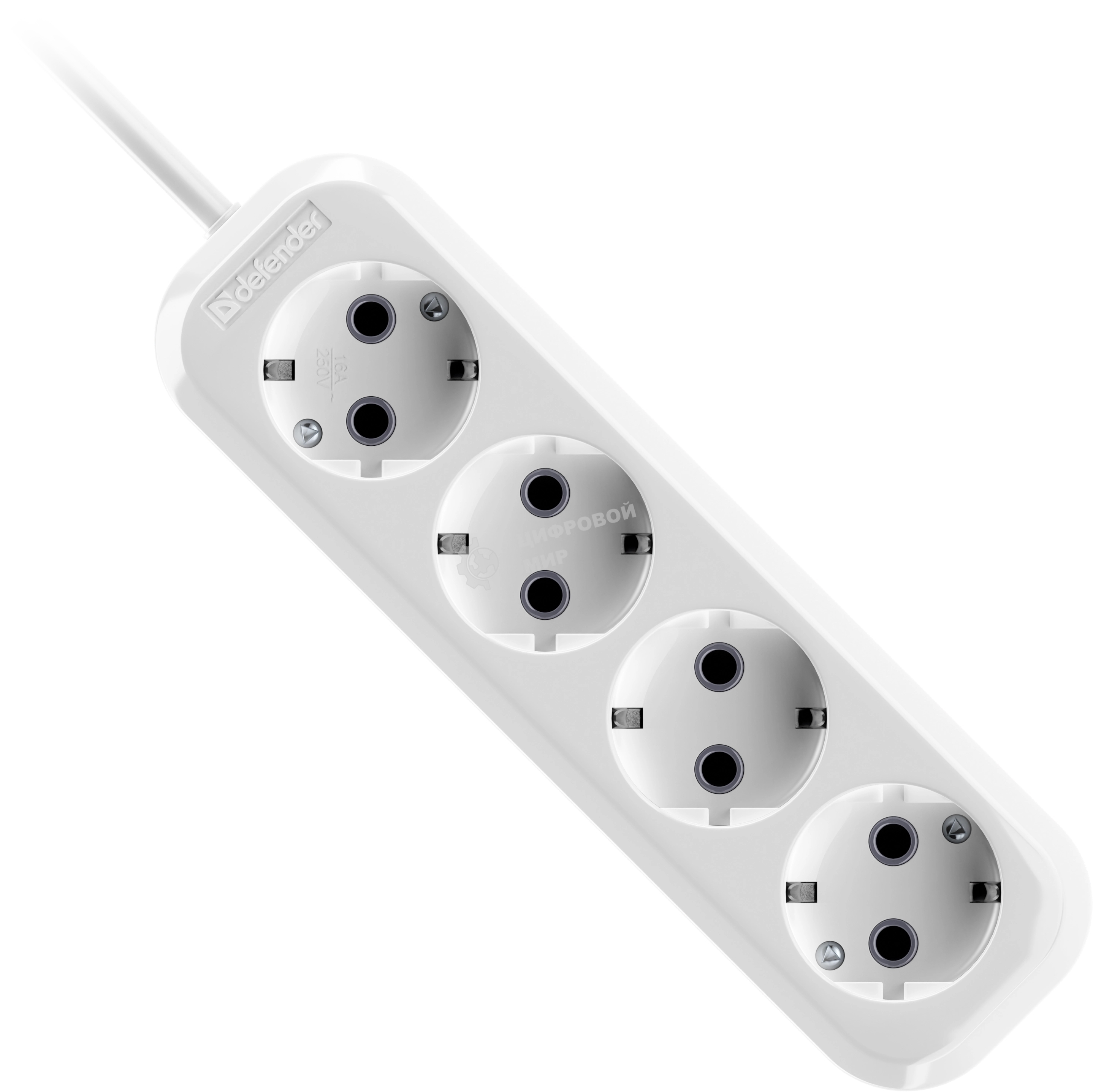 Удлинитель с заземлением Defender R340 16 А, 3 м, заземление