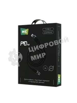 Дата-кабель MORE CHOICE (4620202555069) K87ia 2м USB 3.0A PD 27W для Lightning ng 8-pin Type-C - 2м, черный