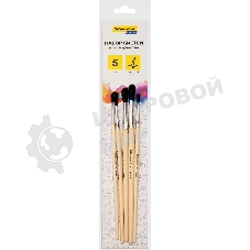 Набор кистей Silwerhof Color белка имитация (набор 5шт) круглая №1-5, деревянная ручка