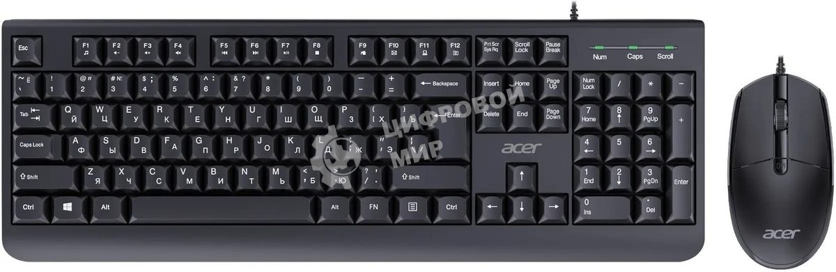 Комплект клавиатура+мышь Acer OCC400 проводной, USB, 2000 DPI, черный